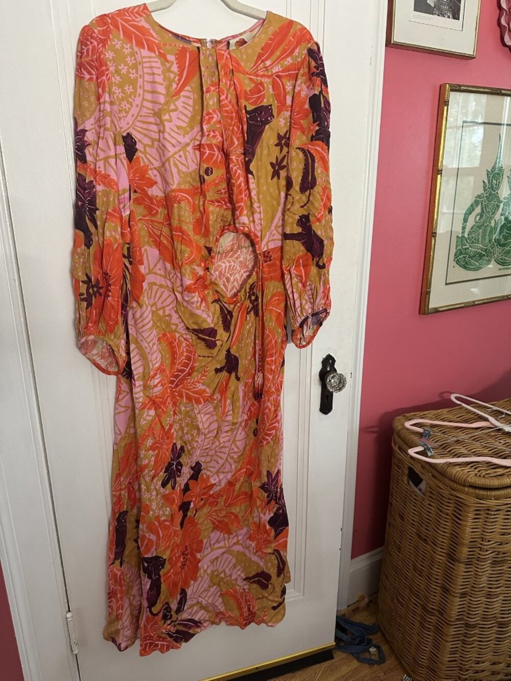 NWT Farm Rio Jungle Panther Cutout Midi Dress XL